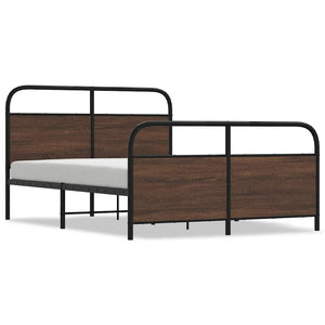 Metallbett 137x190 cm Braun Eichen-Optik