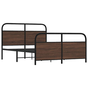 Metallbett 137x190 cm Braun Eichen-Optik