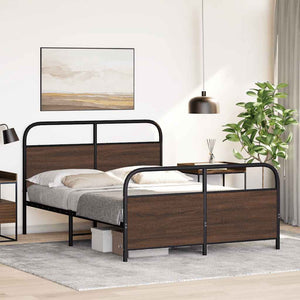 Metallbett 137x190 cm Braun Eichen-Optik