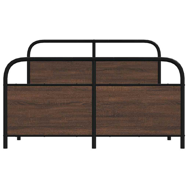 Metallbett 137x190 cm Braun Eichen-Optik