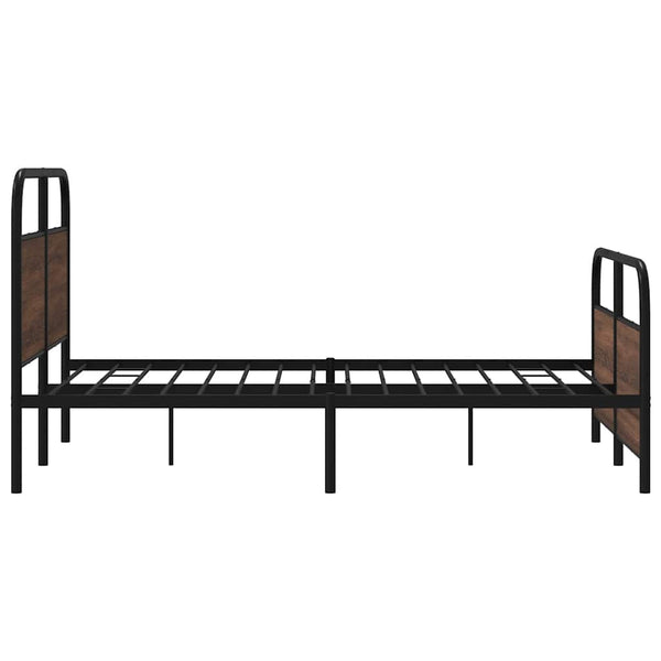 Metallbett 137x190 cm Braun Eichen-Optik