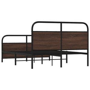 Metallbett 137x190 cm Braun Eichen-Optik