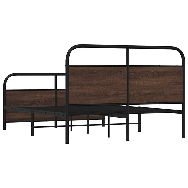 Metallbett 137x190 cm Braun Eichen-Optik