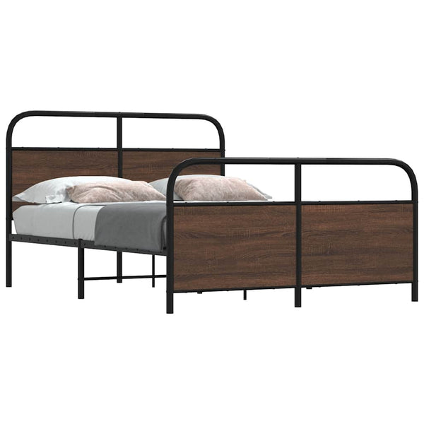Metallbett 137x190 cm Braun Eichen-Optik