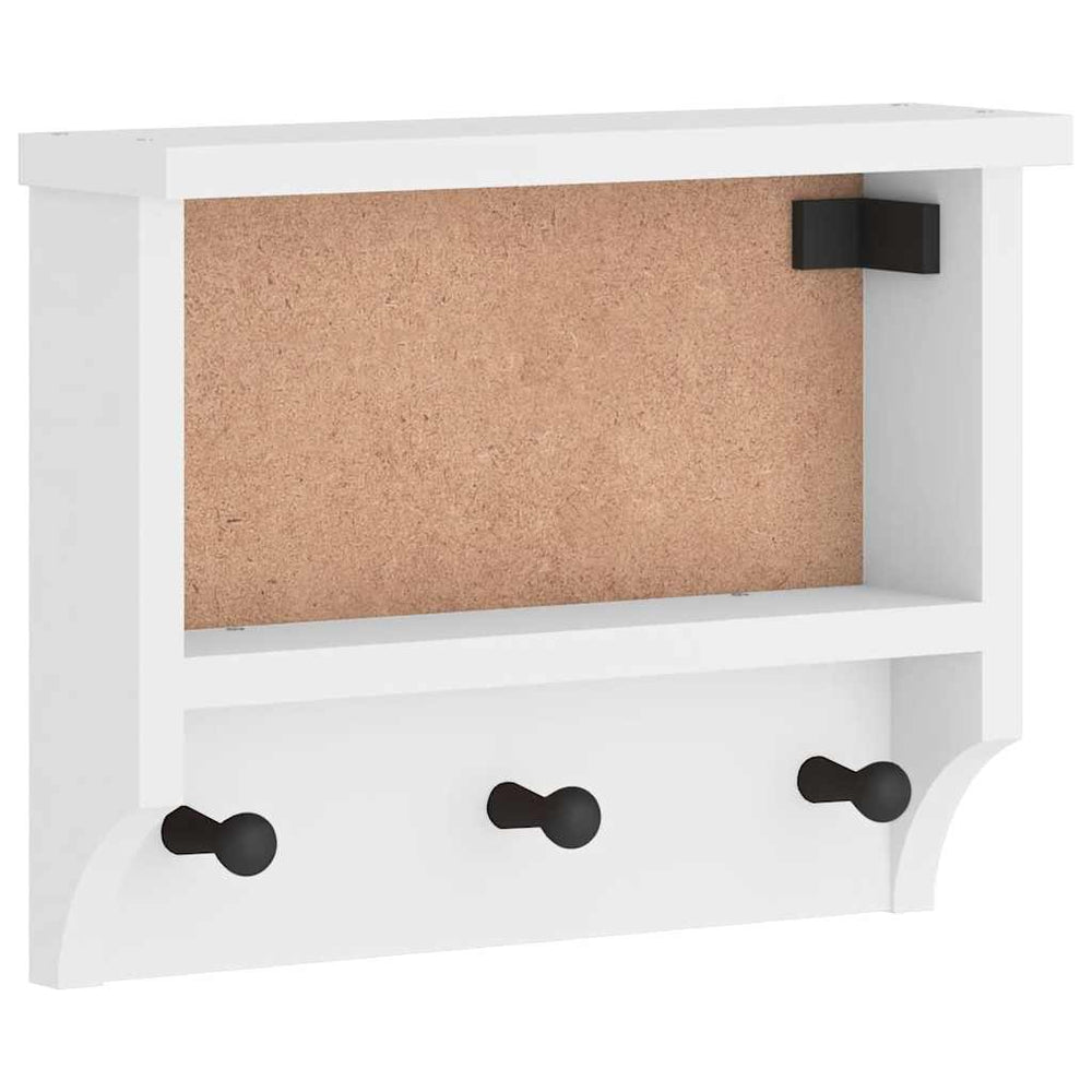 Weiße Wandgarderobe Kiefer Massivholz 45cm