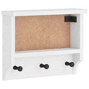Weiße Wandgarderobe Kiefer Massivholz 45cm