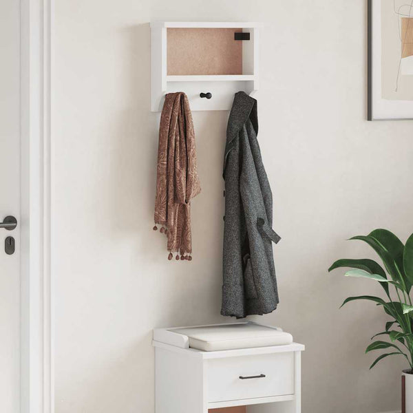 Weiße Wandgarderobe Kiefer Massivholz 45cm