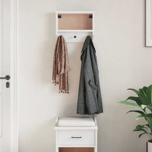 Weiße Wandgarderobe Kiefer Massivholz 45cm