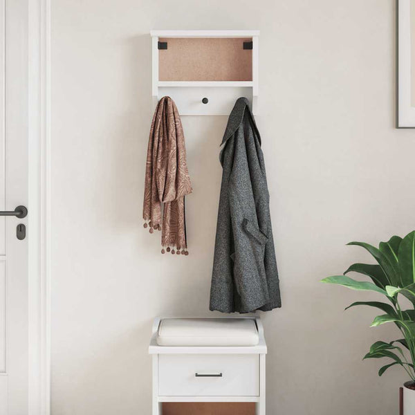 Weiße Wandgarderobe Kiefer Massivholz 45cm