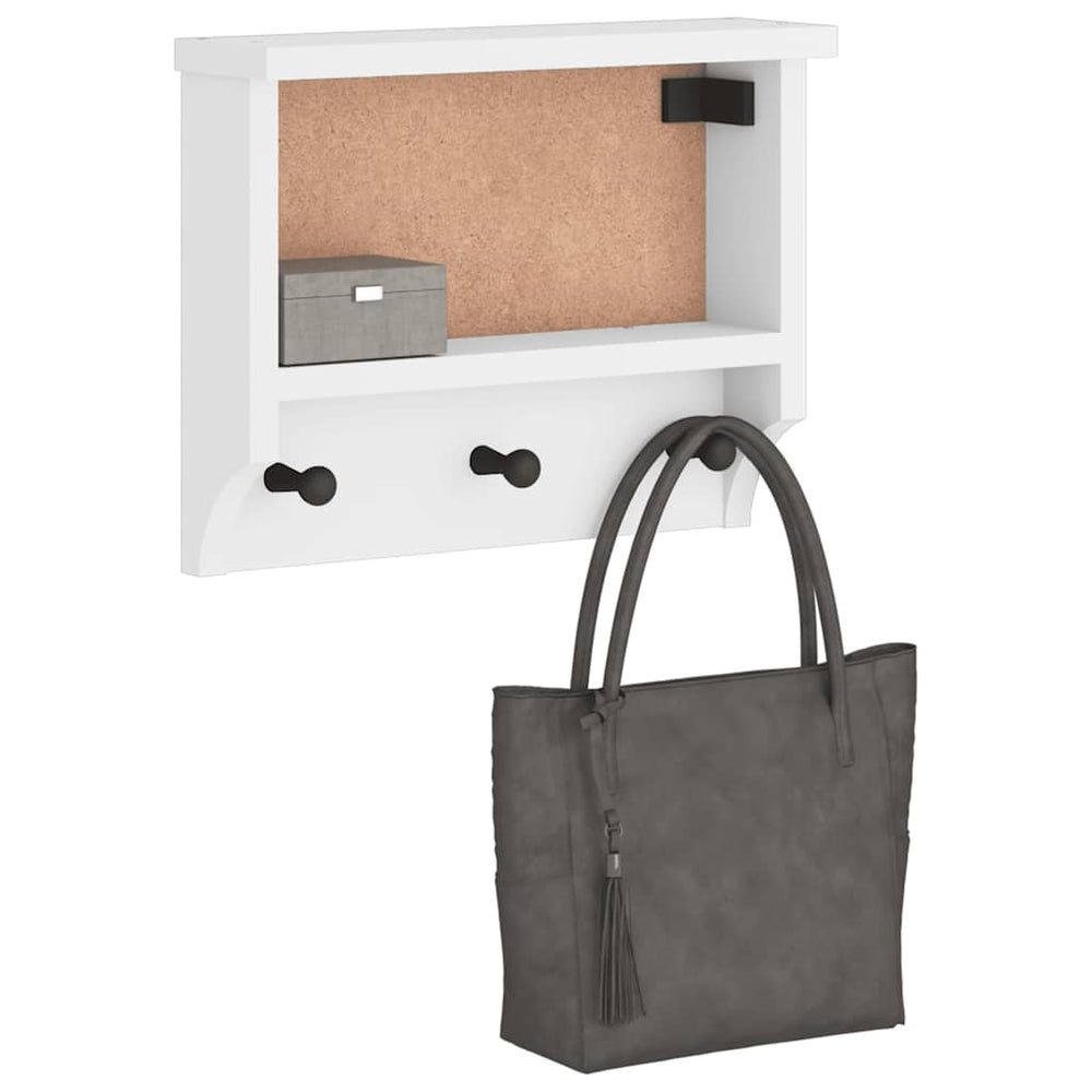 Weiße Wandgarderobe Kiefer Massivholz 45cm
