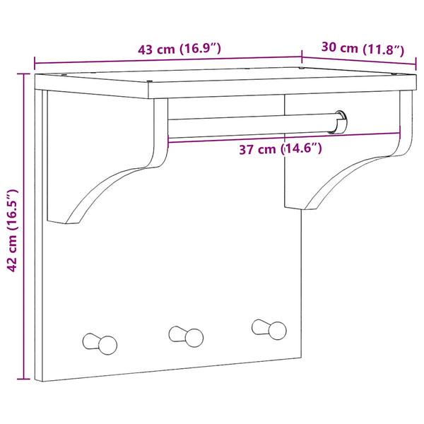 Wandgarderobe SANDNES Weiß Kiefer Massivholz