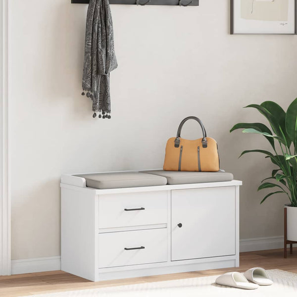 Weiße Flurbank Sandnes Kiefer Massivholz 87 cm