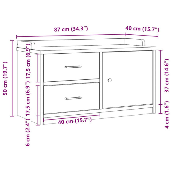 Weiße Flurbank Sandnes Kiefer Massivholz 87 cm