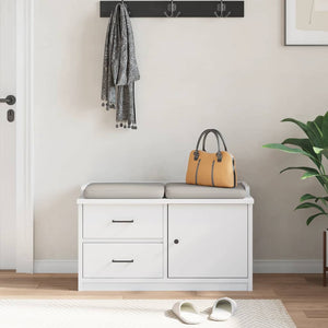 Weiße Flurbank Sandnes Kiefer Massivholz 87 cm