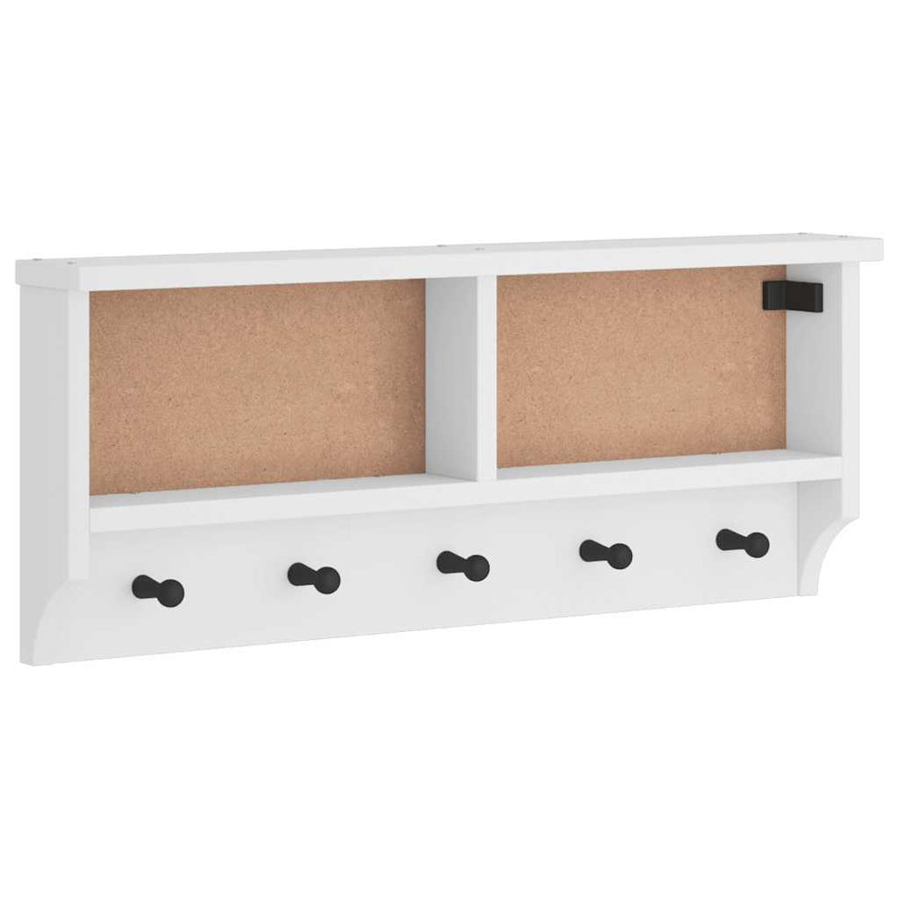 Weiße Wandgarderobe SANDNES Kiefer Massivholz