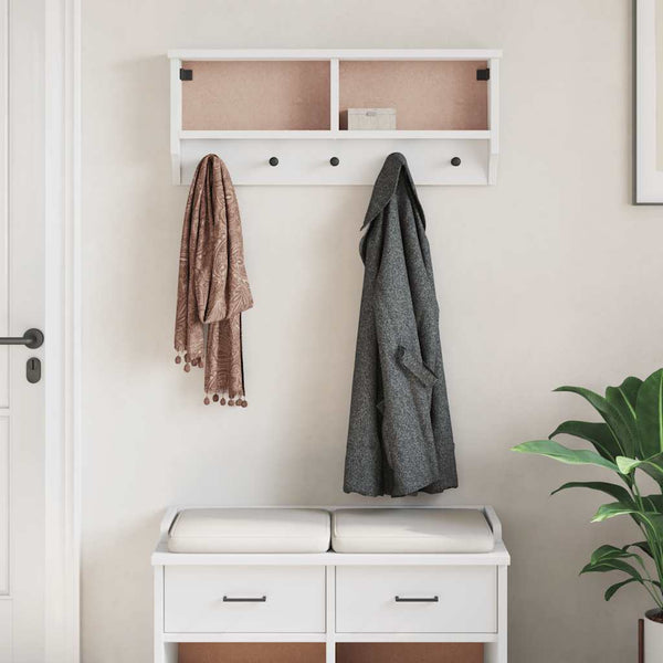 Weiße Wandgarderobe SANDNES Kiefer Massivholz