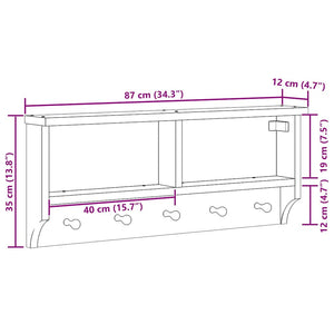 Weiße Wandgarderobe SANDNES Kiefer Massivholz