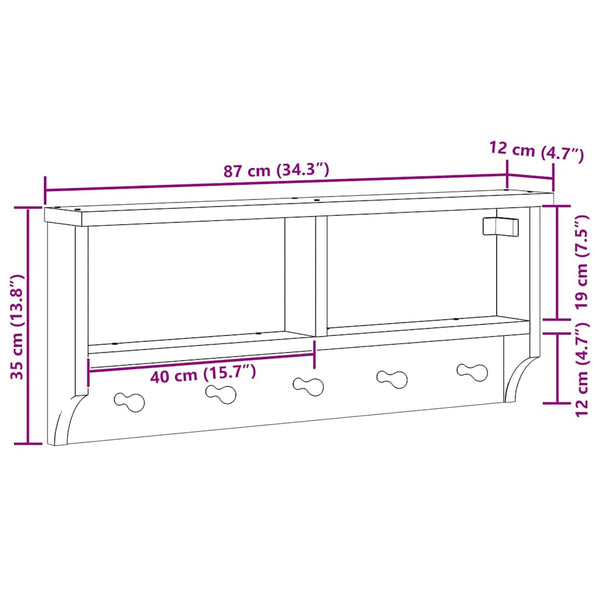 Weiße Wandgarderobe SANDNES Kiefer Massivholz