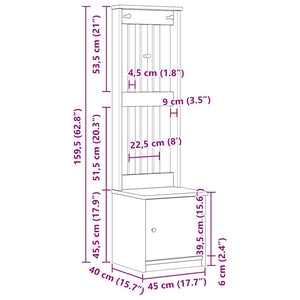 vidaXL Portemanteau SANDNES Blanc 45x40x159,5 cm Bois de pin massif