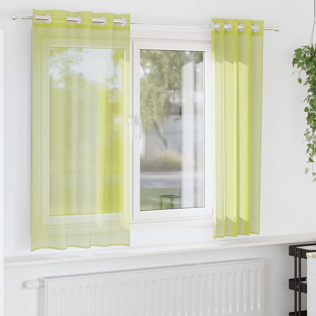 Apfelgrüne Voile Vorhänge 140x140 cm, 2er-Set