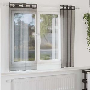Schwarze Voile Vorhänge 140x140 cm, 2er-Set