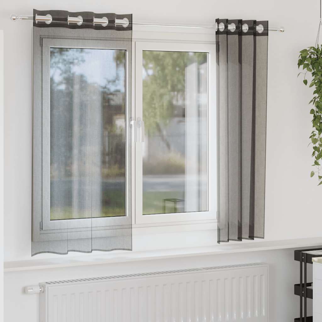 Schwarze Voile Vorhänge 140x140 cm, 2er-Set