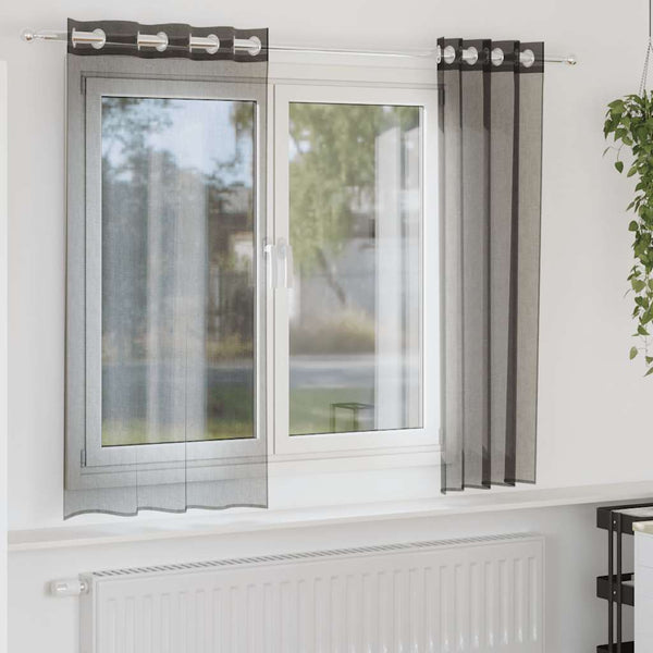 Schwarze Voile Vorhänge 140x140 cm, 2er-Set