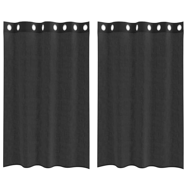 Schwarze Voile-Vorhänge, 140x175 cm, 2er-Set