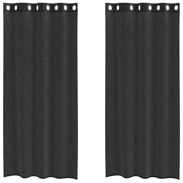 Schwarze Voile-Vorhänge mit Ösen 140x225 cm, 2er-Set