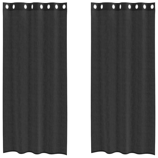 Schwarze Voile Vorhänge 140x245 cm, 2er-Set