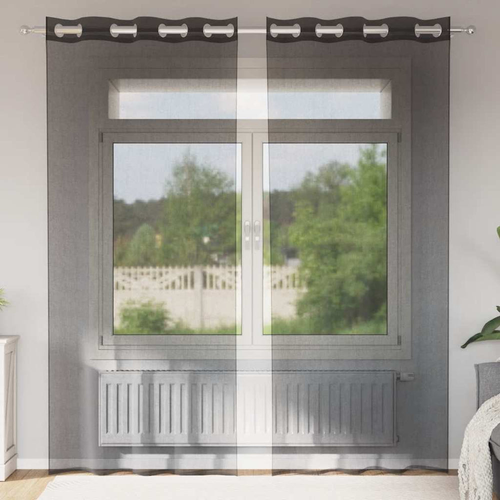 Schwarze Voile Vorhänge 140x245 cm, 2er-Set