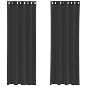 Schwarze Voile Vorhänge mit Ösen 140x260 cm, 2er-Set