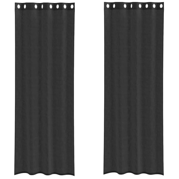Schwarze Voile Vorhänge mit Ösen 140x260 cm, 2er-Set