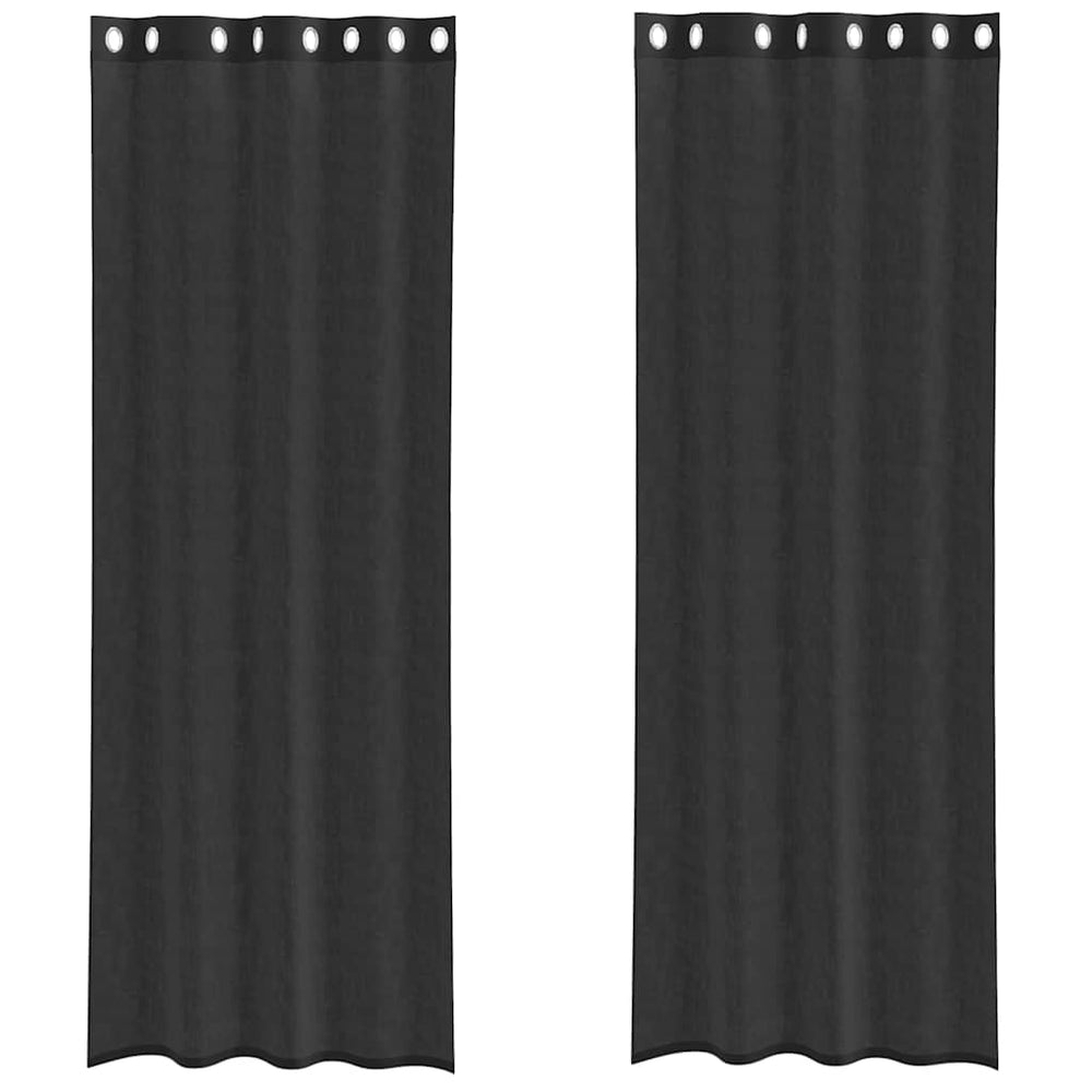 Schwarze Voile Vorhänge 140x300 cm, 2er-Set