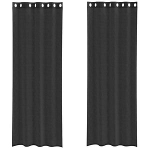 Schwarze Voile Vorhänge 140x300 cm, 2er-Set