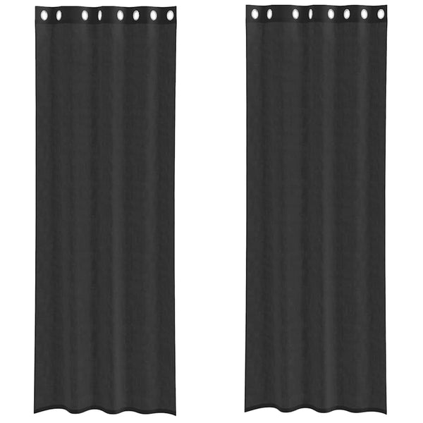 Schwarze Voile Vorhänge 140x300 cm, 2er-Set