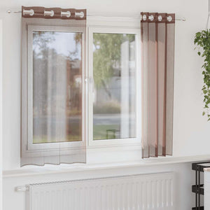 Braune Voile-Vorhänge mit Ösen 140x175 cm, 2er-Set