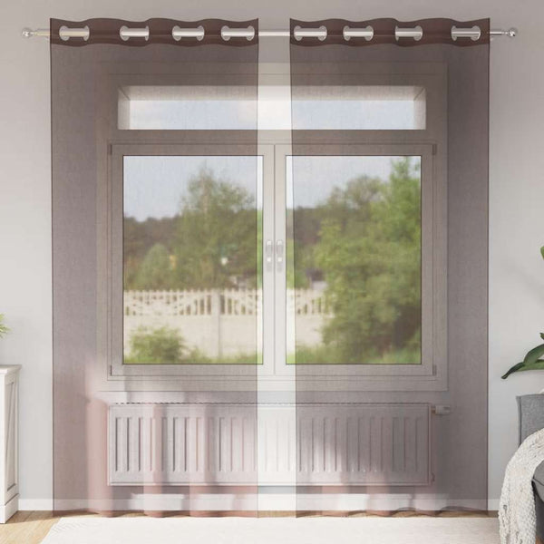 Braune Voile Vorhänge mit Ösen, 140x225 cm, 2er-Set
