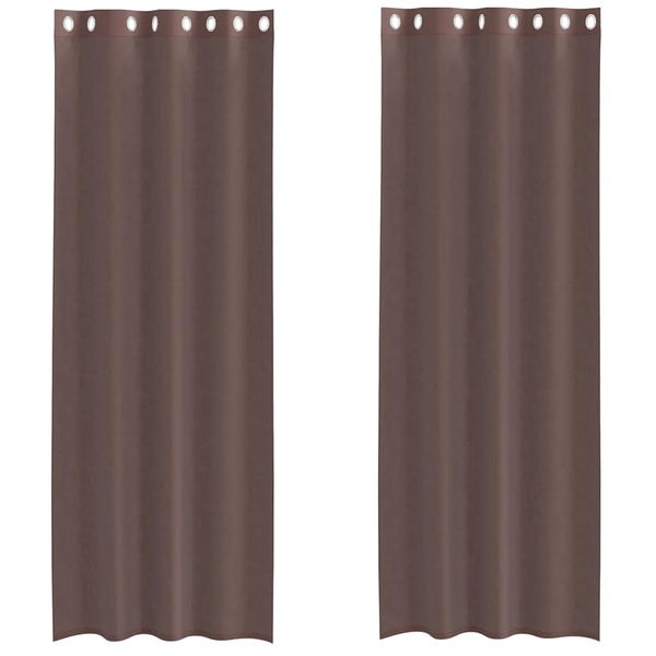 Braune Voile-Vorhänge mit Ösen, 140x260 cm, 2er-Set