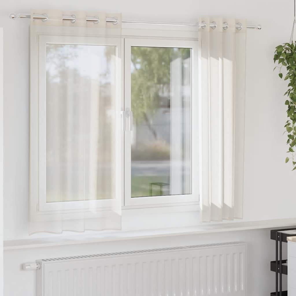 Creme Voile Vorhänge 140x140 cm, 2er-Set