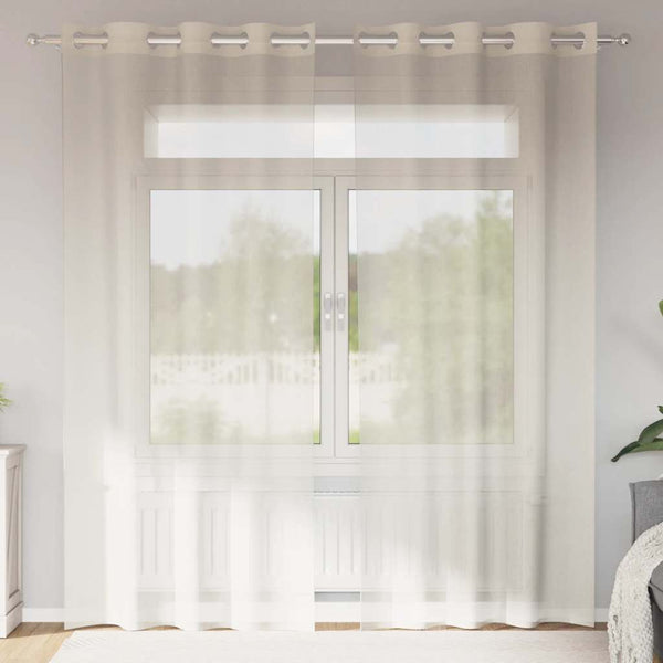 Creme Voile Vorhänge mit Ösen 140x245 cm, 2er-Set