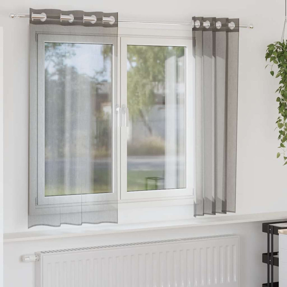 Dunkelgraue Voile Vorhänge 140x175 cm, 2er-Set