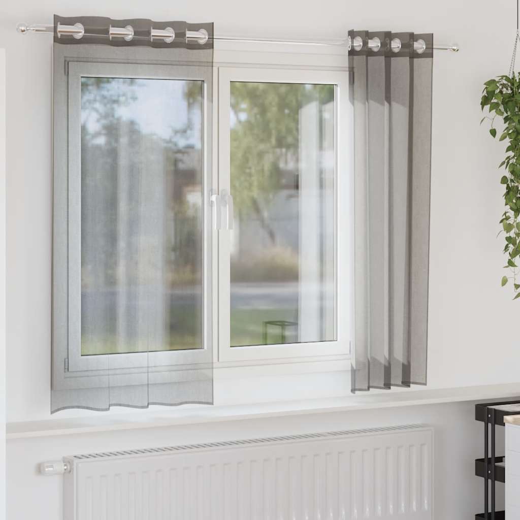 Dunkelgraue Voile Vorhänge 140x175 cm, 2er-Set