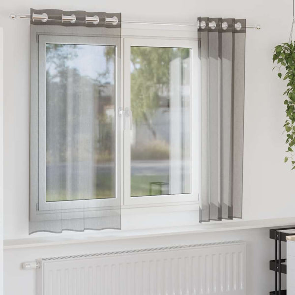 Dunkelgraue Voile Vorhänge 140x175 cm, 2er-Set