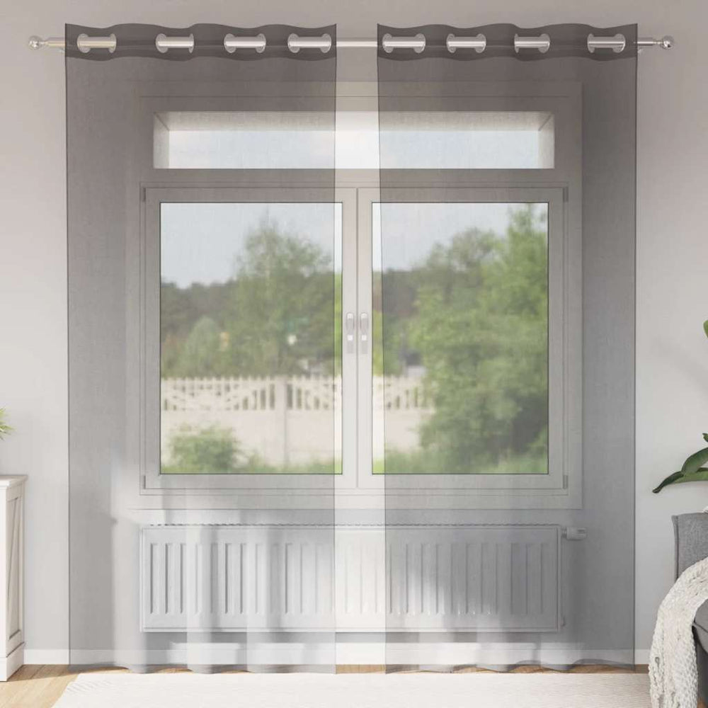 Dunkelgraue Voile Vorhänge 140x245 cm, 2er-Set