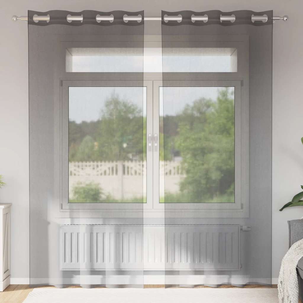 Dunkelgraue Voile Vorhänge 140x245 cm, 2er-Set
