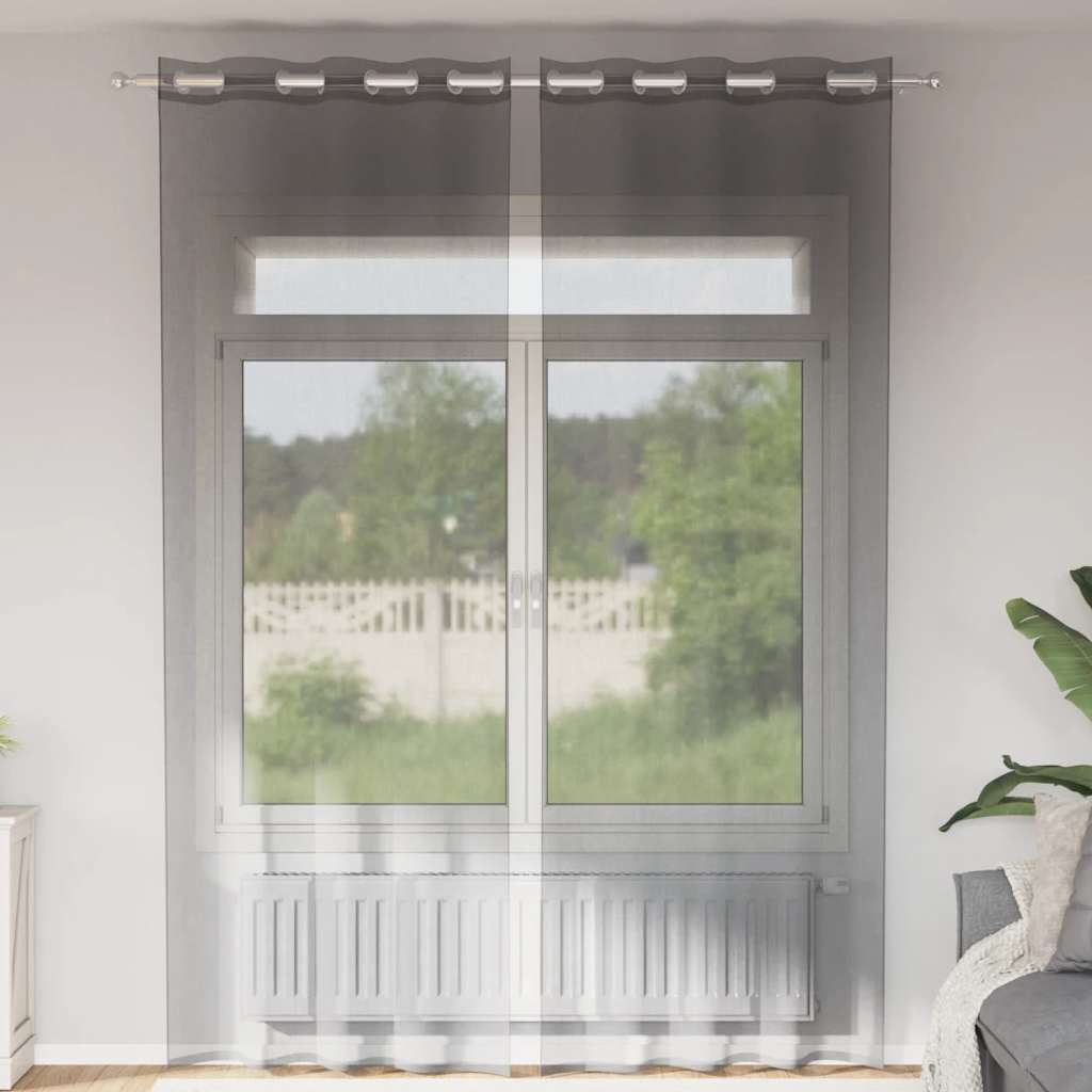 Dunkelgraue Voile Vorhänge 140x260 cm, 2er-Set