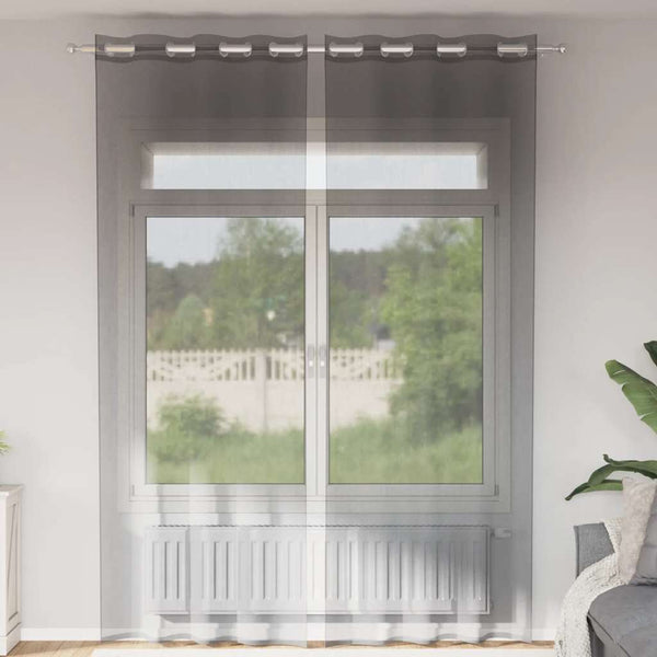 Dunkelgraue Voile Vorhänge 140x260 cm, 2er-Set