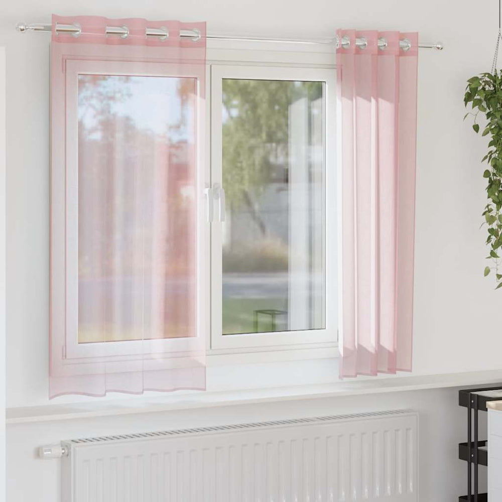 Rosa Voile Vorhänge, 140x140 cm, 2er-Set