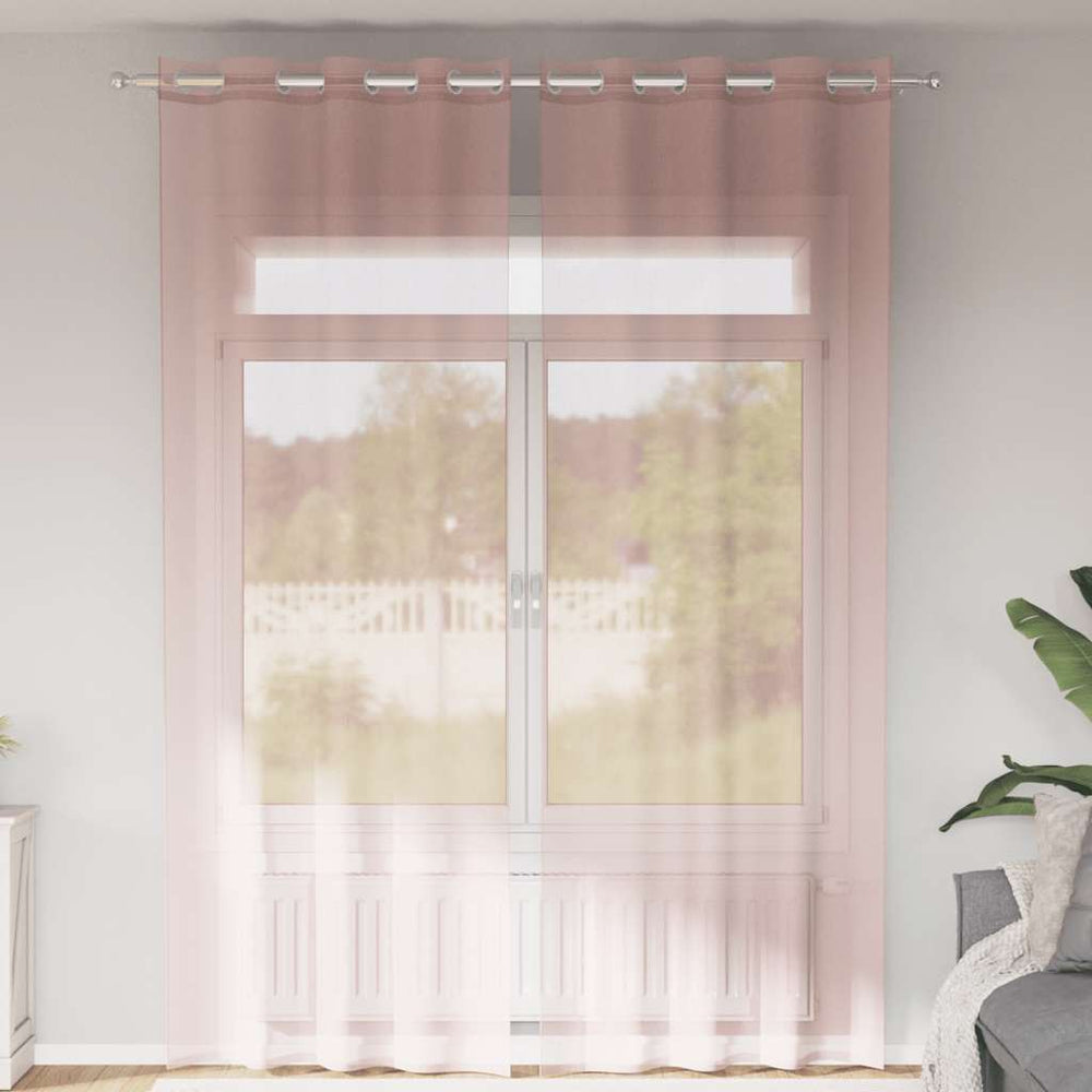 Hellrosa Voile Vorhänge mit Ösen, 2 Stk. 140x260 cm